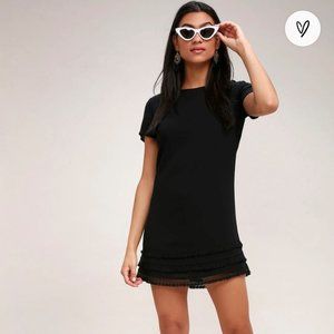 Lulus Buenos Aires Black Shift Dress Large (Medium)